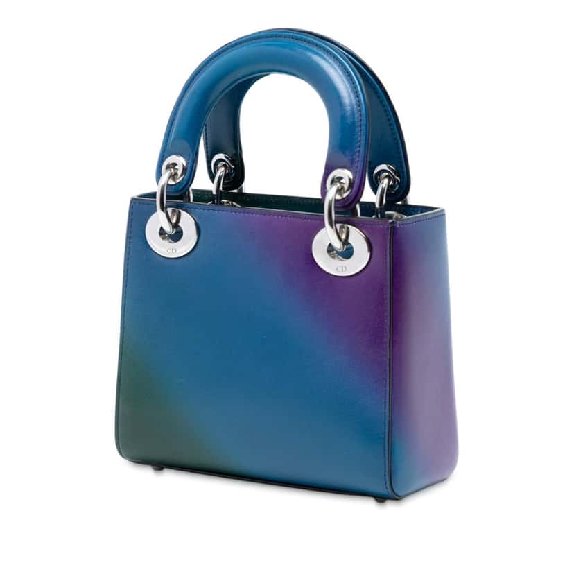 Dior Mini Ombre Calfskin Lady Dior Blue Leather Very good condition - Back View
