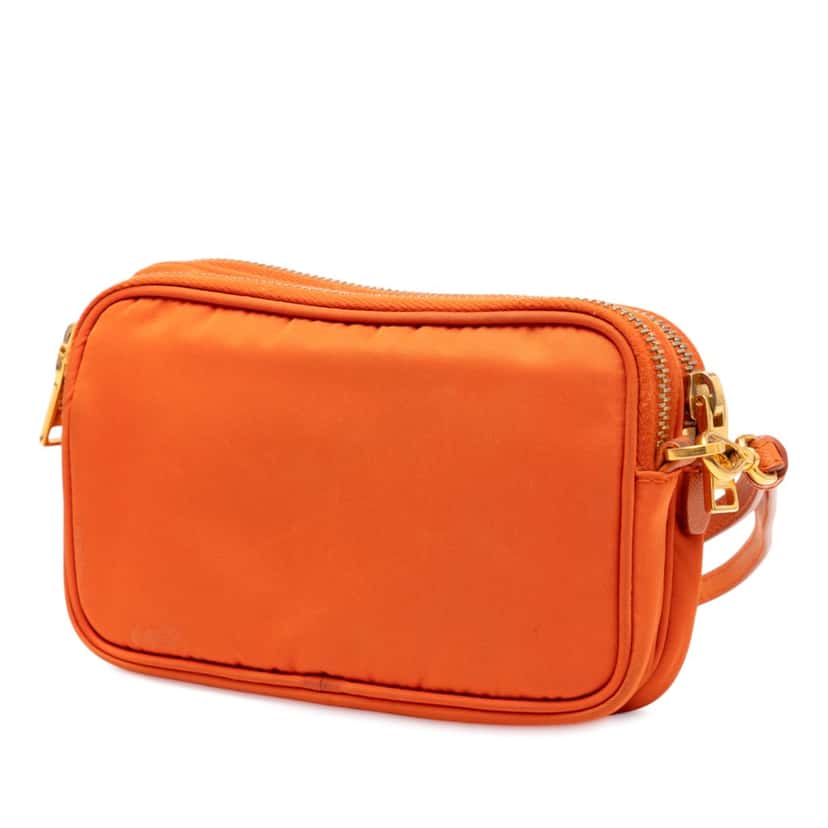 Prada Mini Tessuto Double Zip Camera Bag Orange Very good condition - Back View