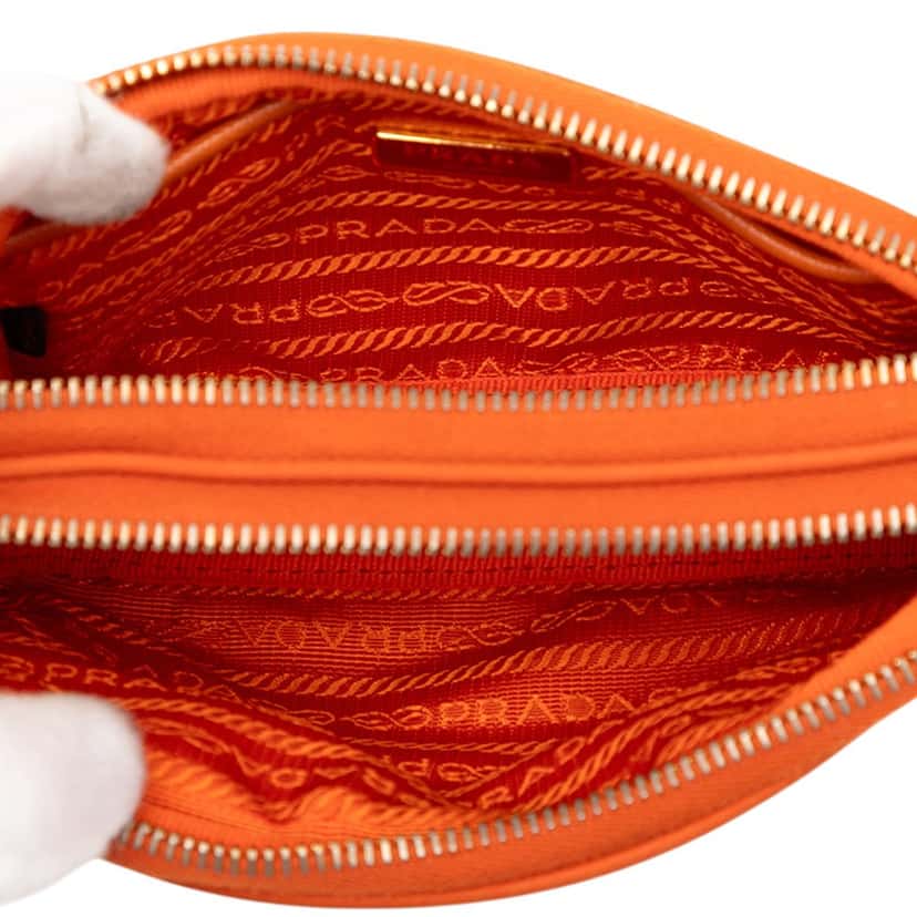Prada Mini Tessuto Double Zip Camera Bag Orange Very good condition - Model View