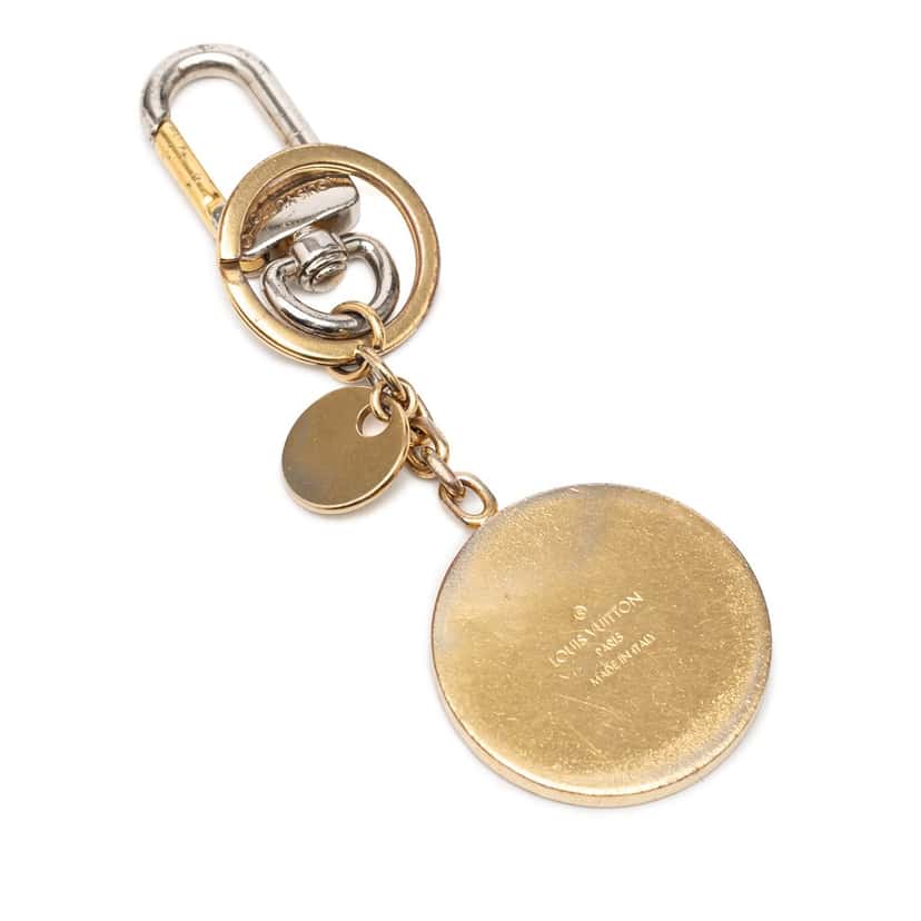 Louis Vuitton Gold Plated and Resin LV Circle Key Holder and Bag Charm Gold Metal Very good condition - Back View