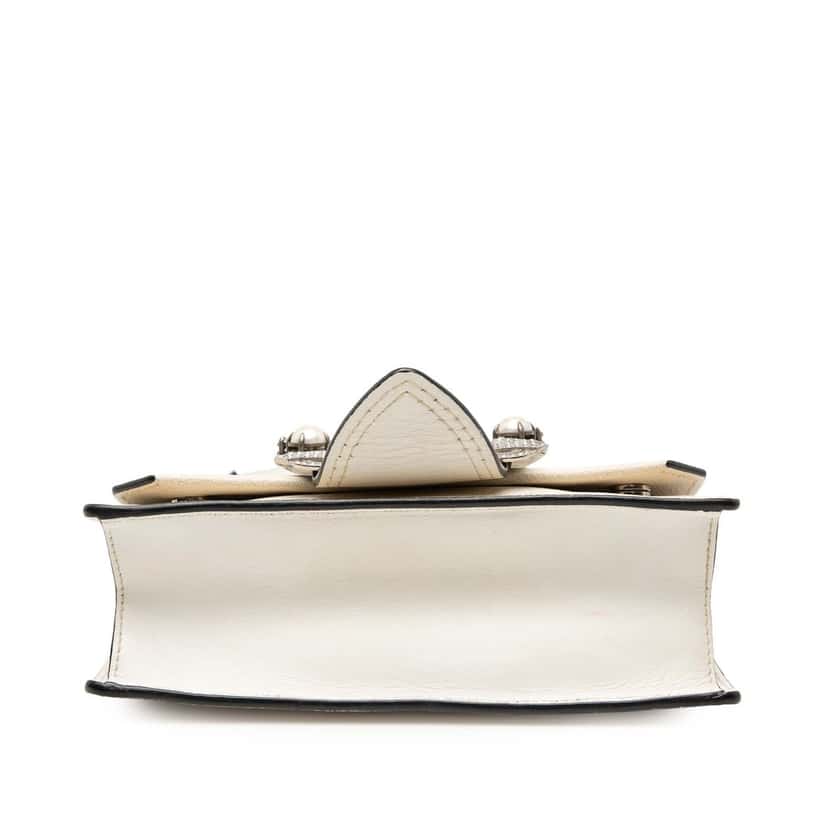 Miu Miu Goatskin Madras Soft Calf Crystal Embellished Crossbody White Leather Very good condition - Inside View