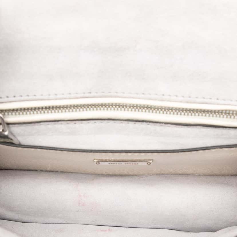 Miu Miu Goatskin Madras Soft Calf Crystal Embellished Crossbody White Leather Very good condition - Model View