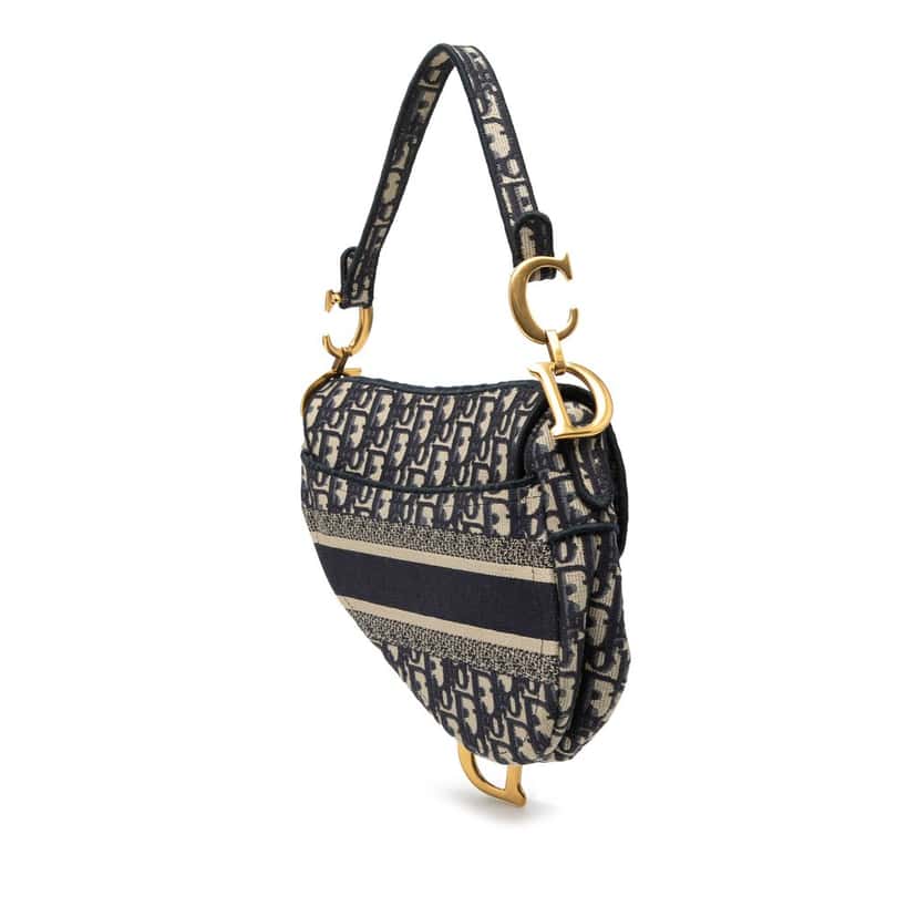 Dior Oblique Embroidered Canvas Saddle Bag Blue Very good condition - Back View