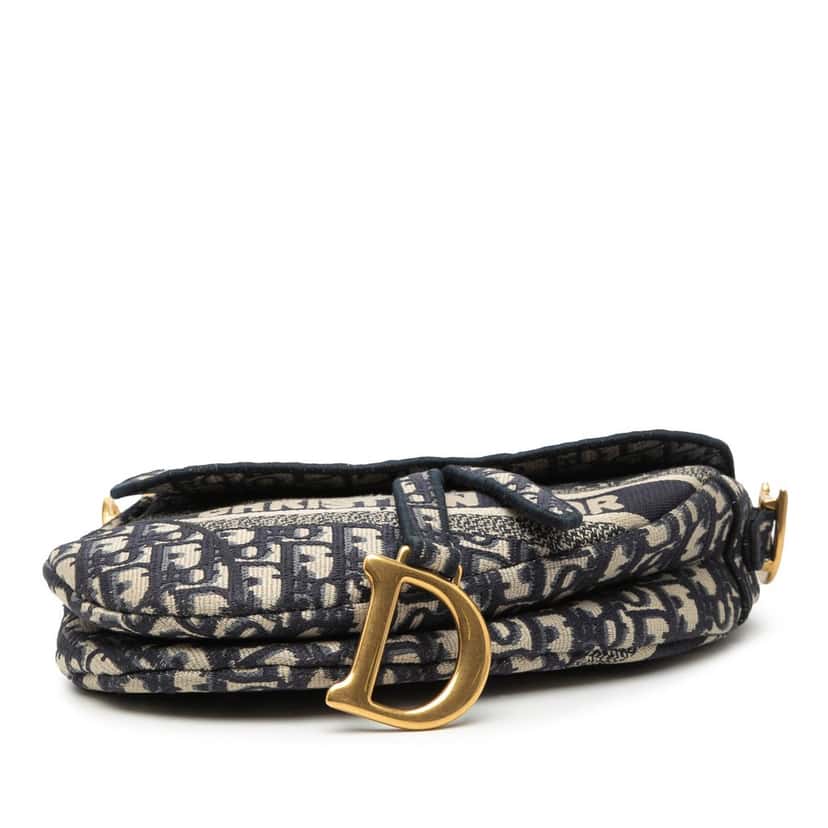Dior Oblique Embroidered Canvas Saddle Bag Blue Very good condition - Inside View