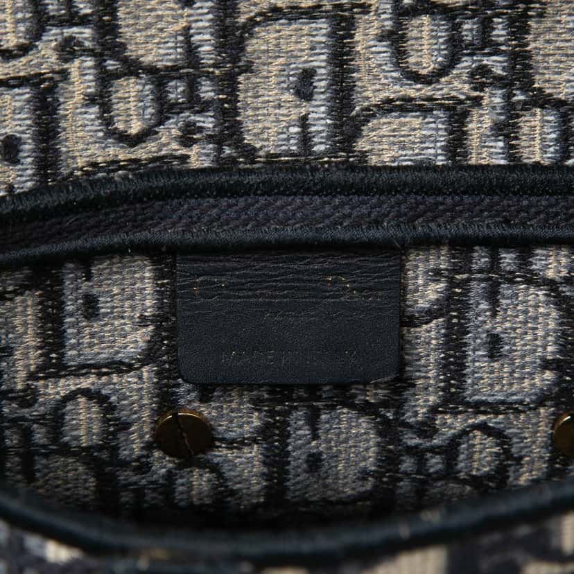 Dior Oblique Embroidered Canvas Saddle Bag Blue Very good condition - Box View