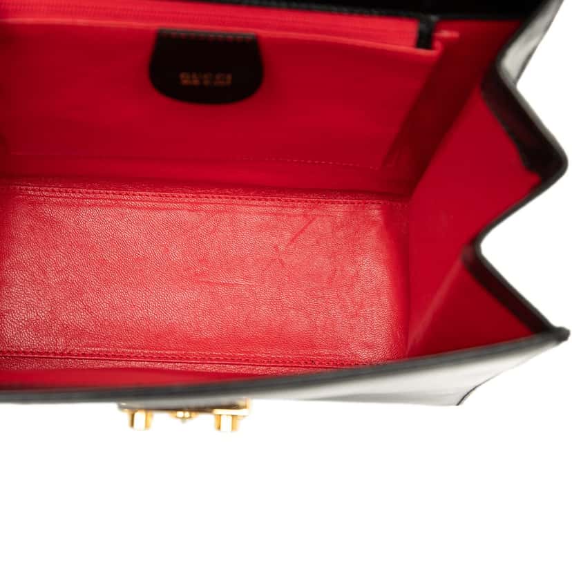 Gucci Smooth Calfskin Lady Lock Satchel Black Leather Very good condition - Model View