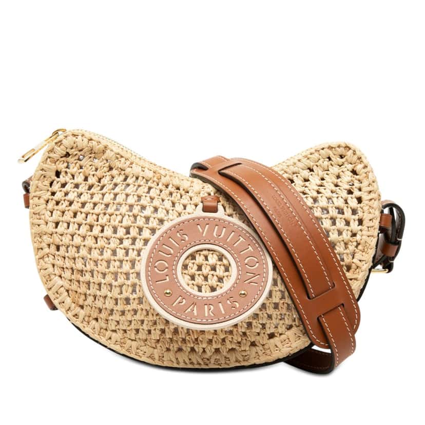 Louis Vuitton Raffia By the Pool Croissant MM Beige Very good condition - Front View
