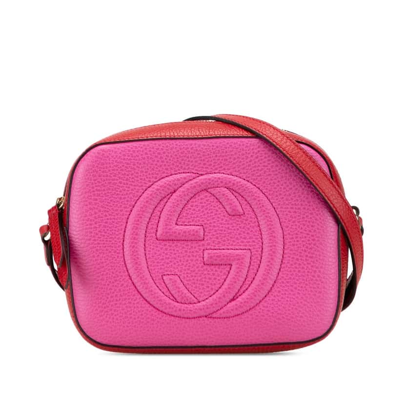 Gucci Small Bicolor Leather Soho Disco Crossbody Pink Leather Very good condition - Front View