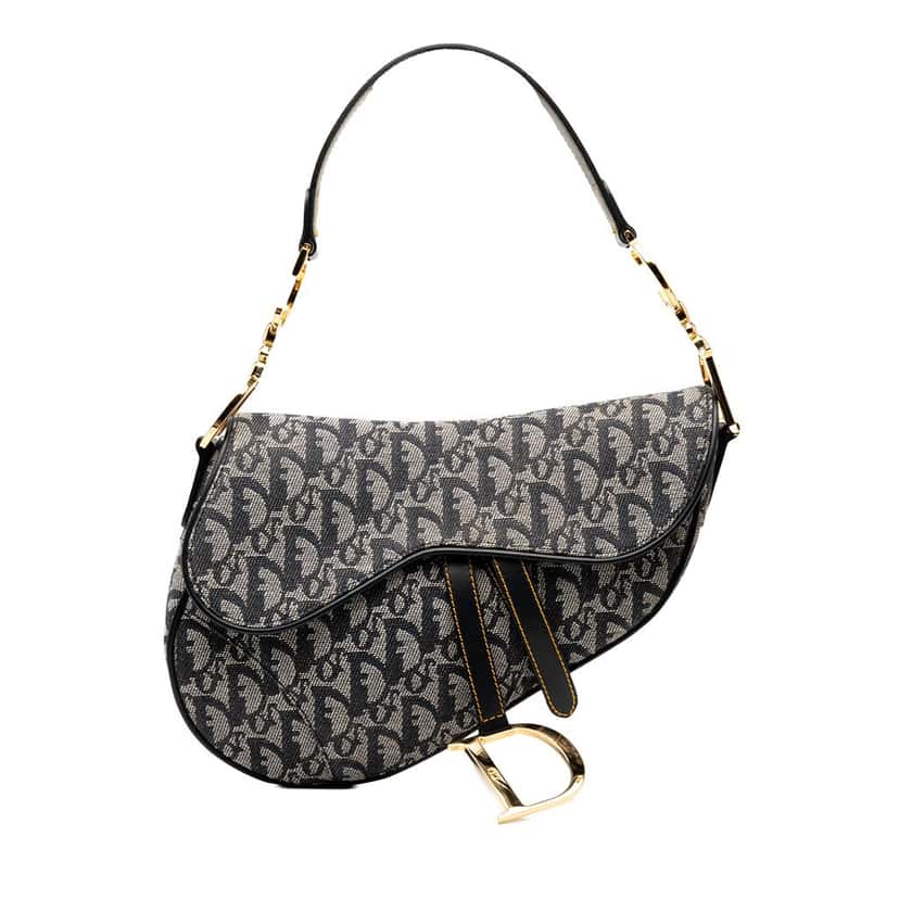 Dior Diorissimo Canvas Saddle Bag Blue Very good condition - Front View