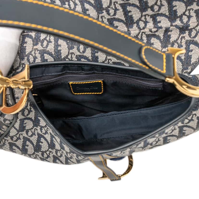 Dior Diorissimo Canvas Saddle Bag Blue Very good condition - Model View