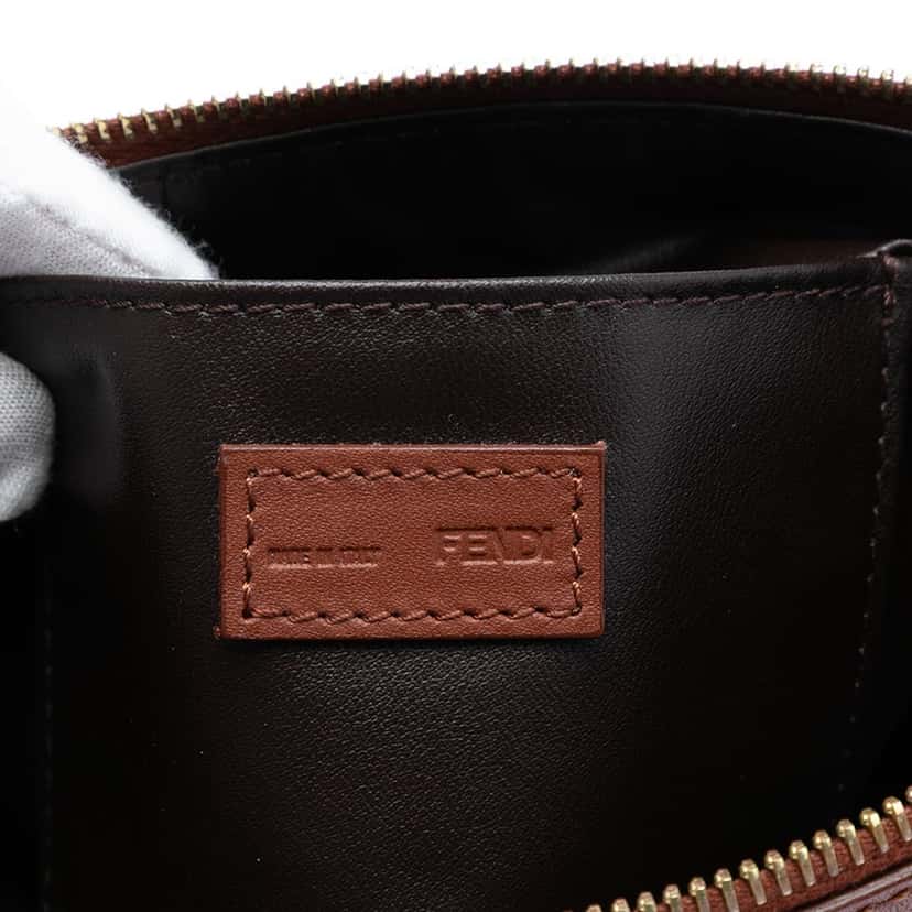 Fendi Pequin Canvas Clutch Brown Very good condition - Box View