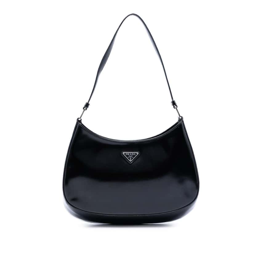 Prada Spazzolato Leather Cleo Shoulder Bag Black Leather Very good condition - Front View