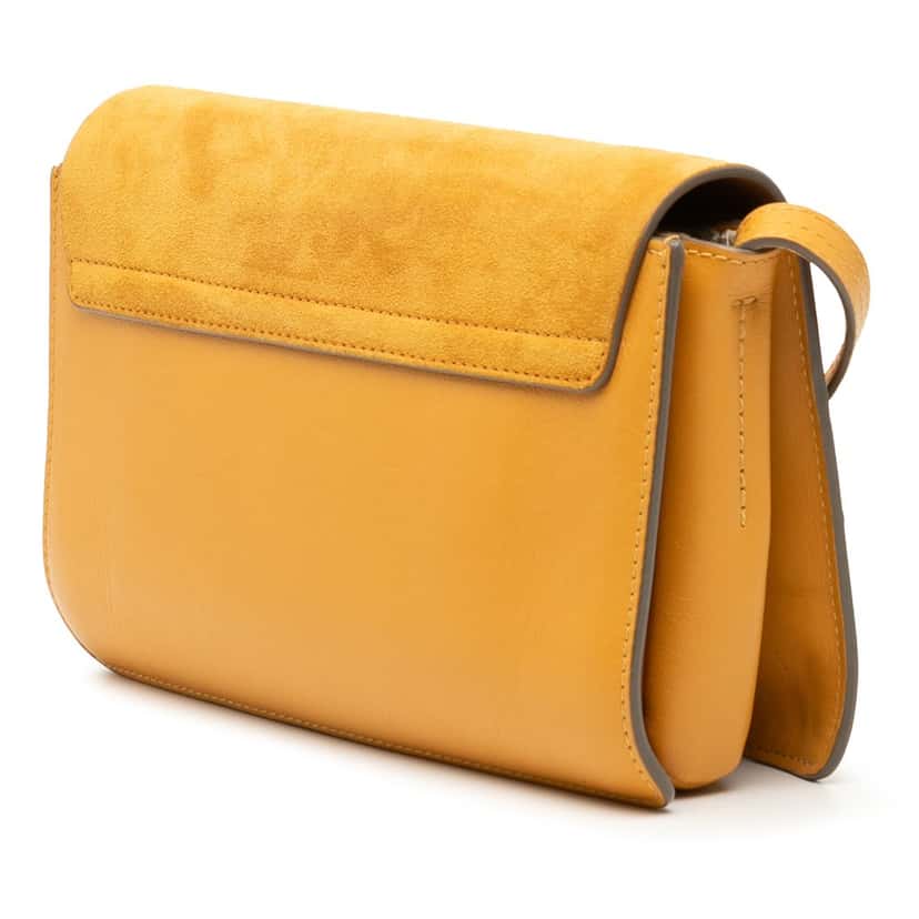 Chloé Small Suede and Calfskin Faye Crossbody Yellow Leather Very good condition - Back View