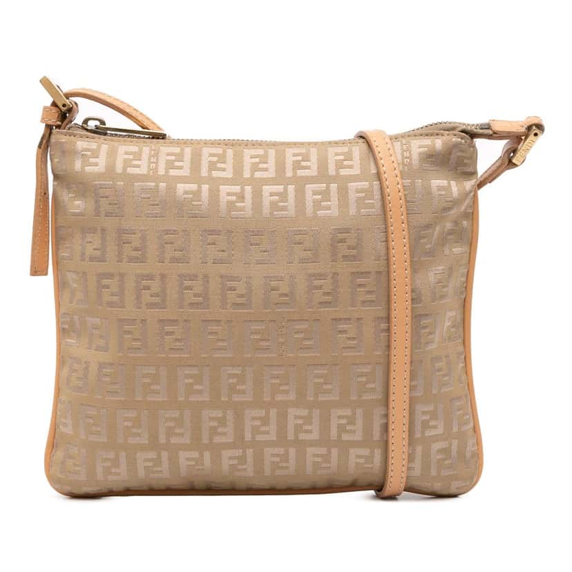 Fendi Zucchino Canvas Crossbody Beige Very good condition - Front View