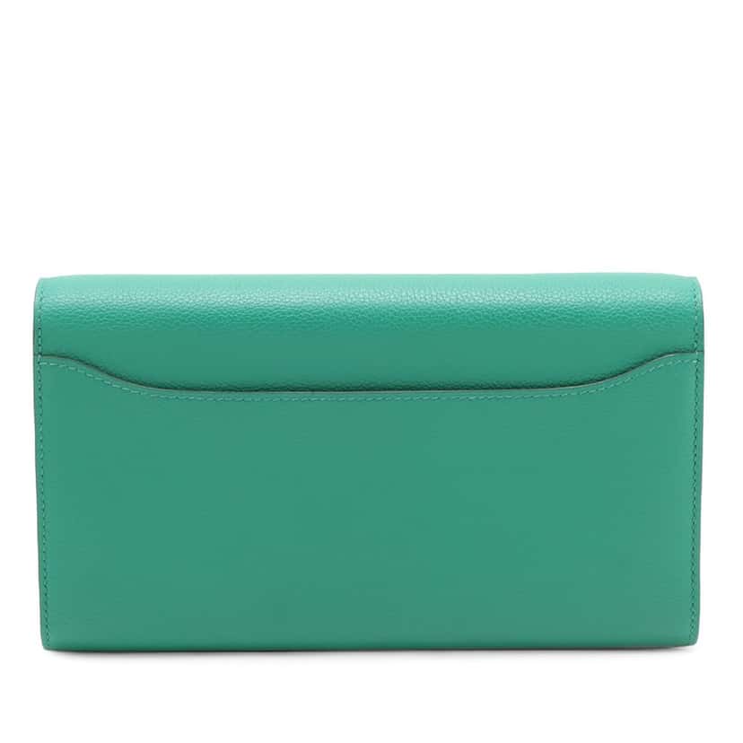 Hermès Evercolor Constance Long To Go Wallet Green Leather Very good condition - Back View