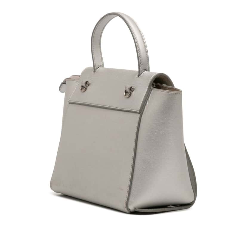 Celine Nano Laminated Calfskin Belt Bag Silver Leather Very good condition - Back View
