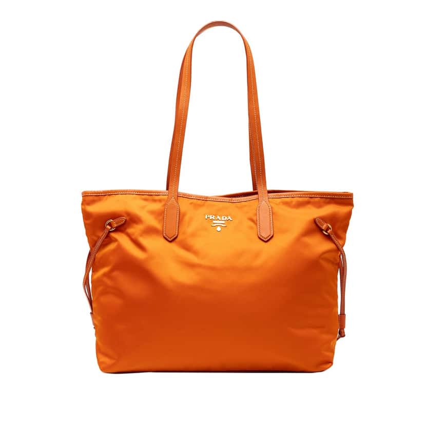 Prada Saffiano Trimmed Tessuto Open Convertible Tote Orange Very good condition - Front View