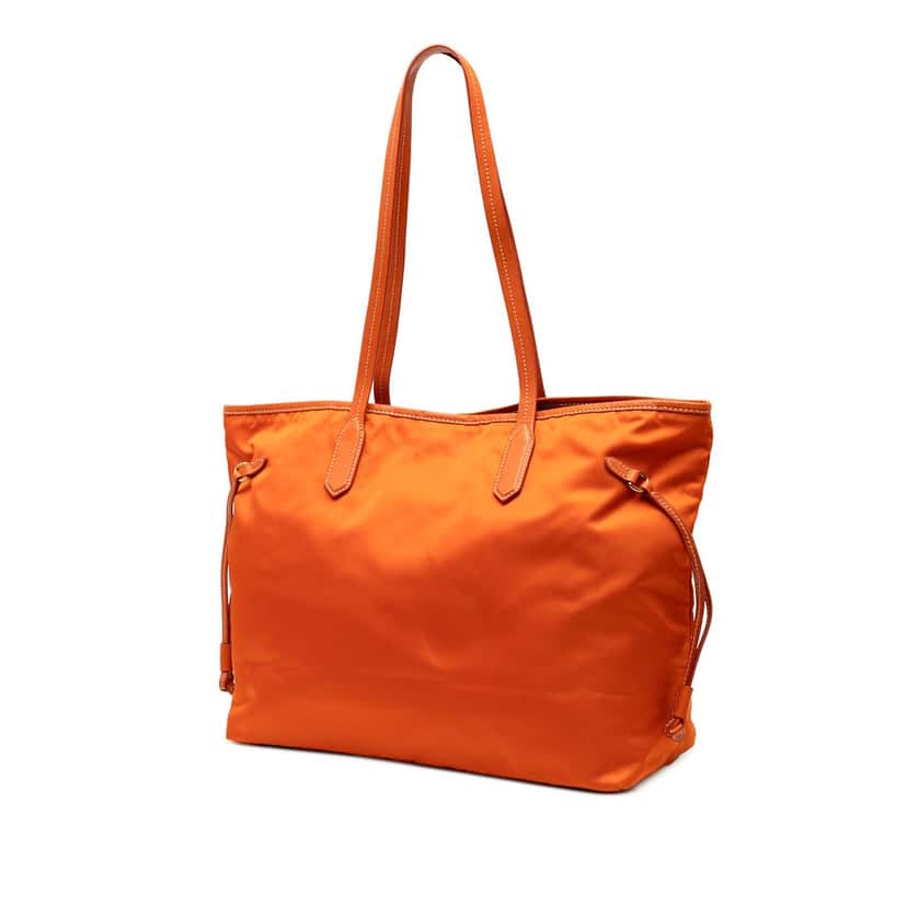 Prada Saffiano Trimmed Tessuto Open Convertible Tote Orange Very good condition - Back View