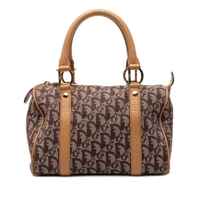Dior Small Diorissimo Trotter Canvas Boston Bag Brown Good condition - Front View