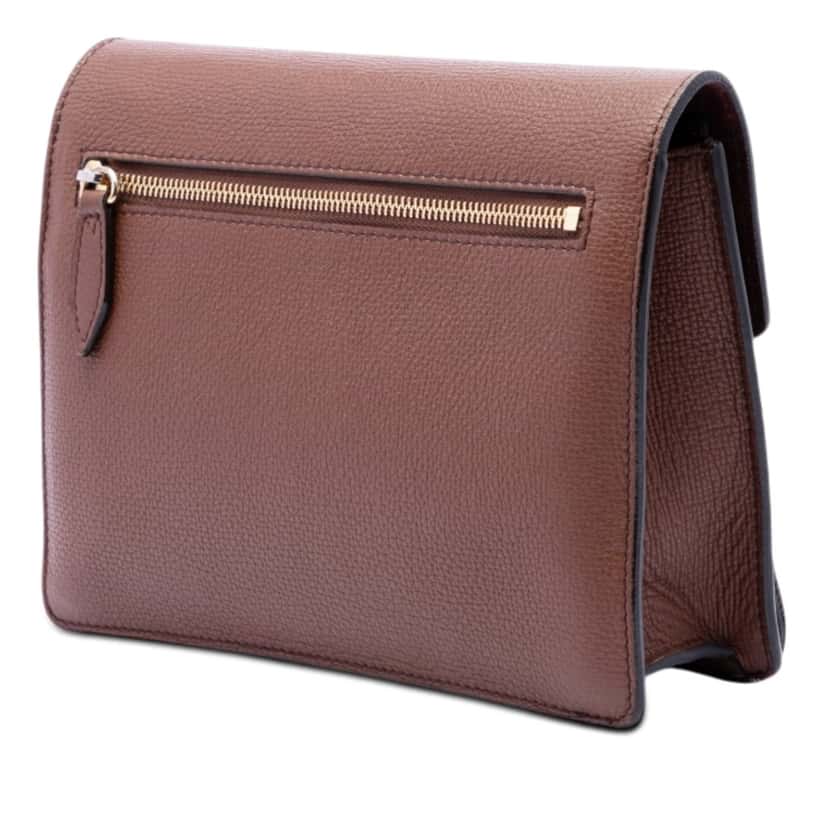 Burberry Small Leather and House Check Canvas Derby Macken Crossbody Brown Very good condition - Back View