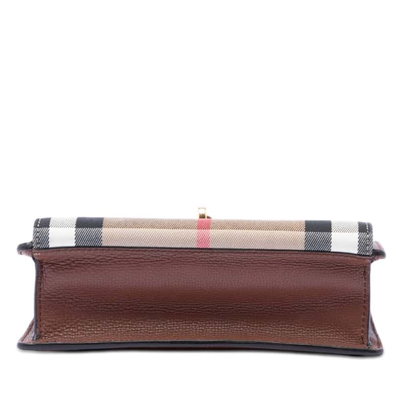 Burberry Small Leather and House Check Canvas Derby Macken Crossbody Brown Very good condition - Inside View