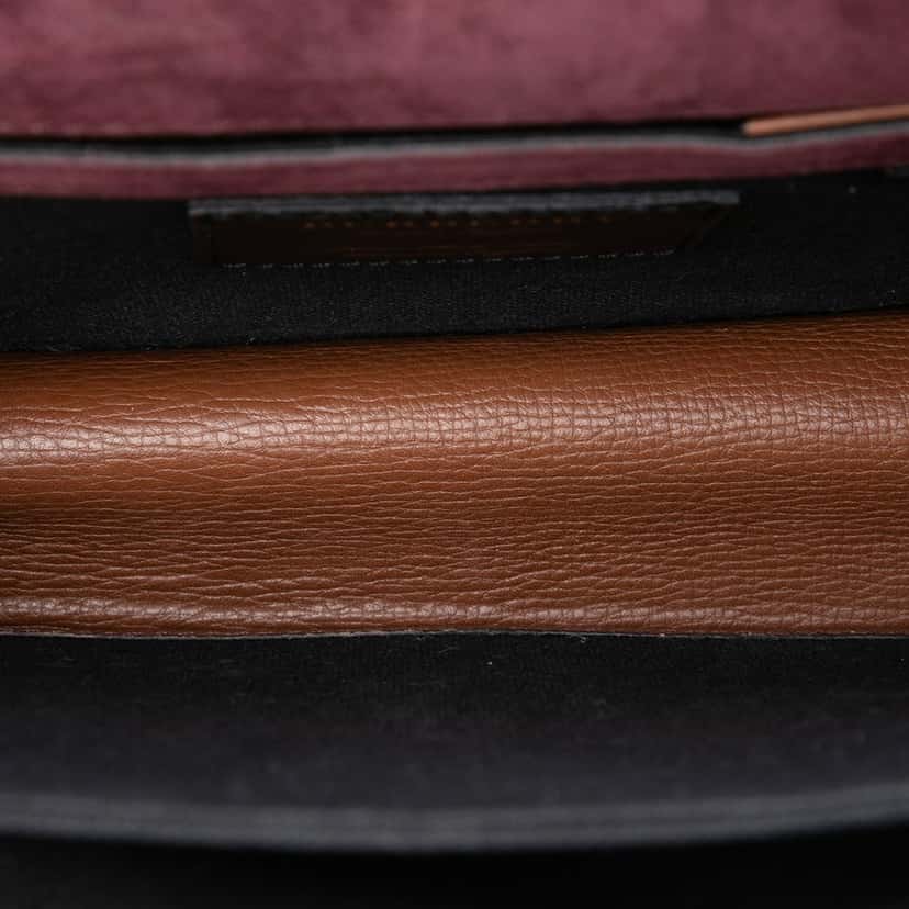 Burberry Small Leather and House Check Canvas Derby Macken Crossbody Brown Very good condition - Model View
