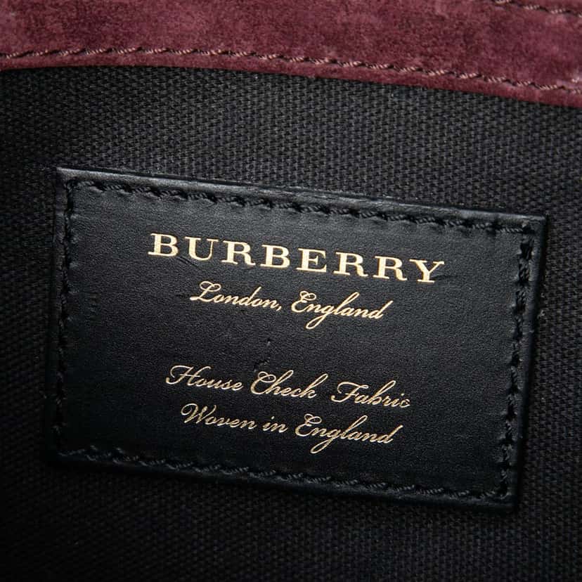 Burberry Small Leather and House Check Canvas Derby Macken Crossbody Brown Very good condition - Box View