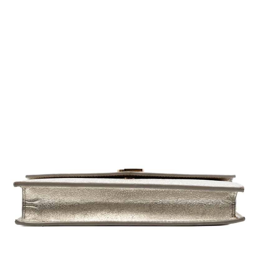 Saint Laurent Metallic Textured Calfskin Envelope Wallet On Chain Silver Leather Very good condition - Inside View