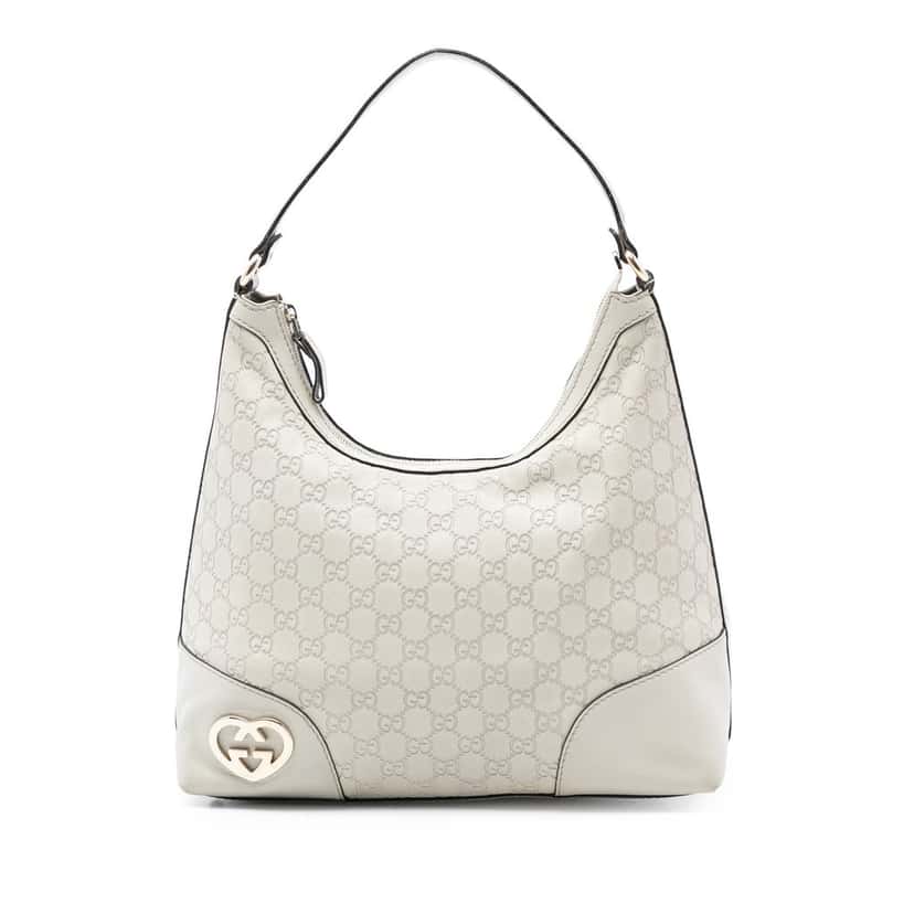 Gucci Guccissima Lovely Shoulder Bag White Leather Very good condition - Front View