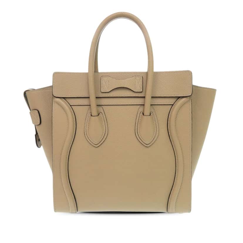 Celine Micro Drummed Calfskin Luggage Tote Beige Leather Very good condition - Back View