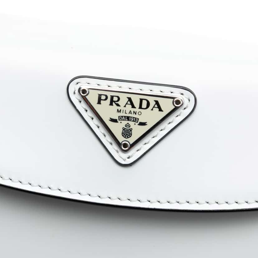 Prada Mini Brushed Leather Cleo Bag White Leather Very good condition - Box View