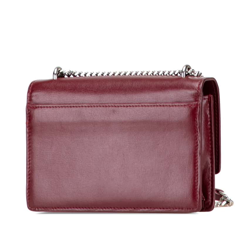 Saint Laurent Mini Calfskin Monogram Sunset Wallet on Chain Red Leather Very good condition - Back View