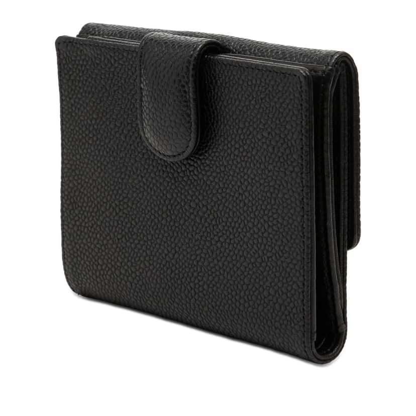 Chanel CC Caviar Compact Wallet Black Leather Very good condition - Back View