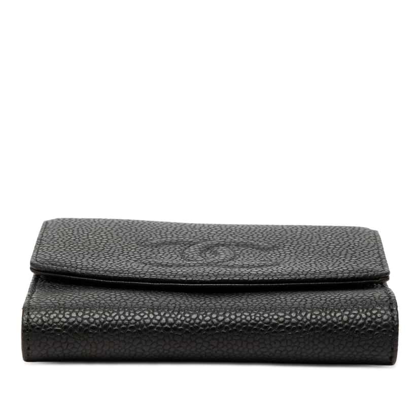 Chanel CC Caviar Compact Wallet Black Leather Very good condition - Inside View