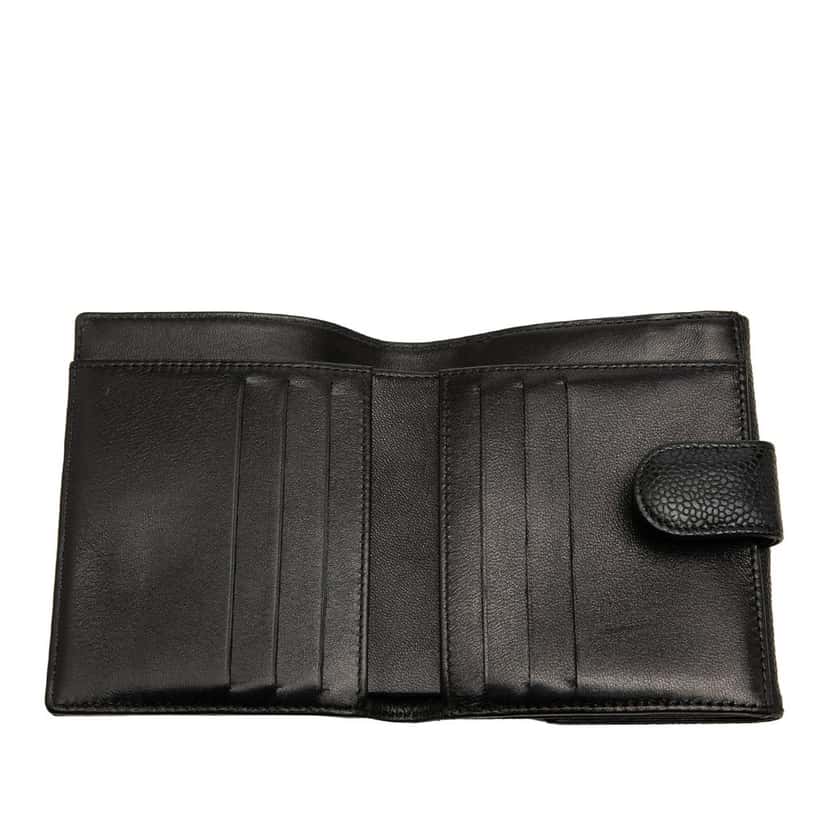 Chanel CC Caviar Compact Wallet Black Leather Very good condition - Box View
