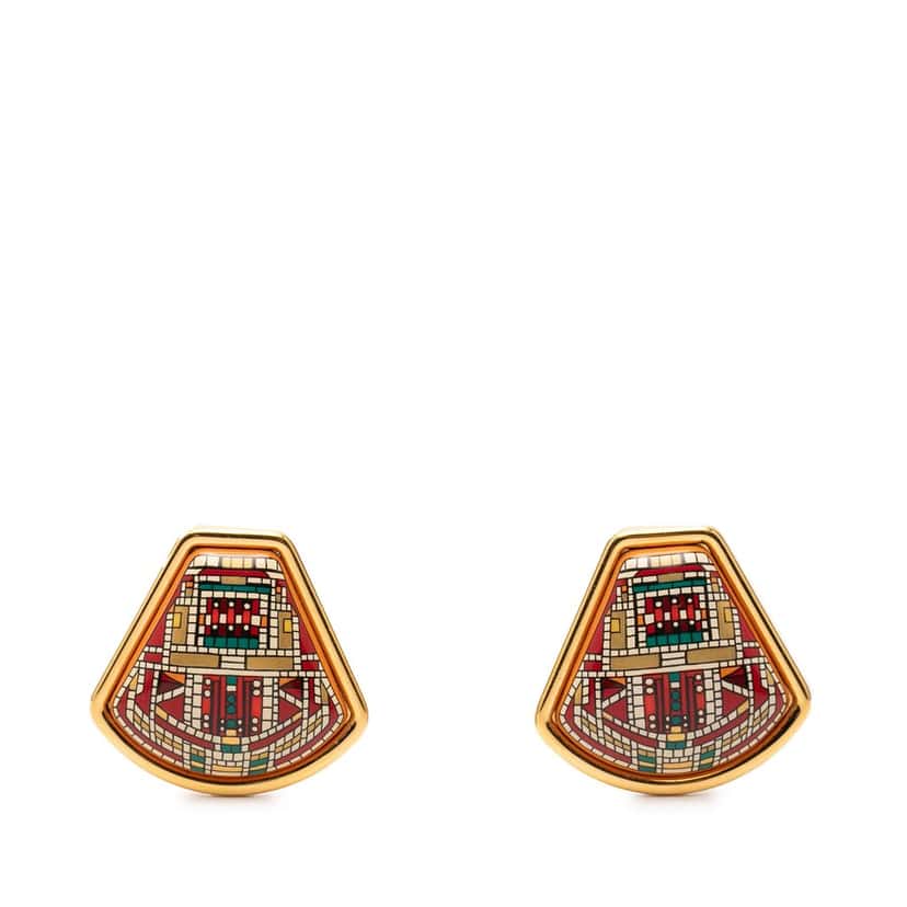Hermès Enamel Cloisonne Clip On Earrings
