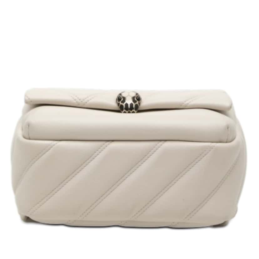 Bvlgari Quilted Leather Serpenti Forever Cabochon Backpack White Leather Very good condition - Inside View