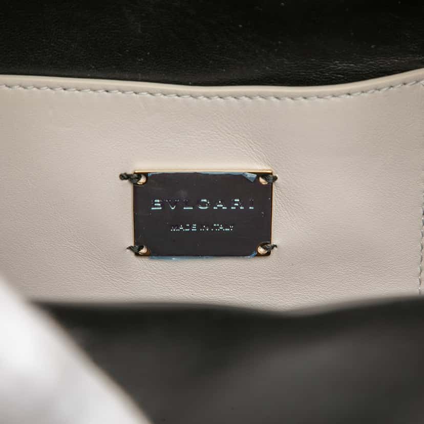 Bvlgari Quilted Leather Serpenti Forever Cabochon Backpack White Leather Very good condition - Box View