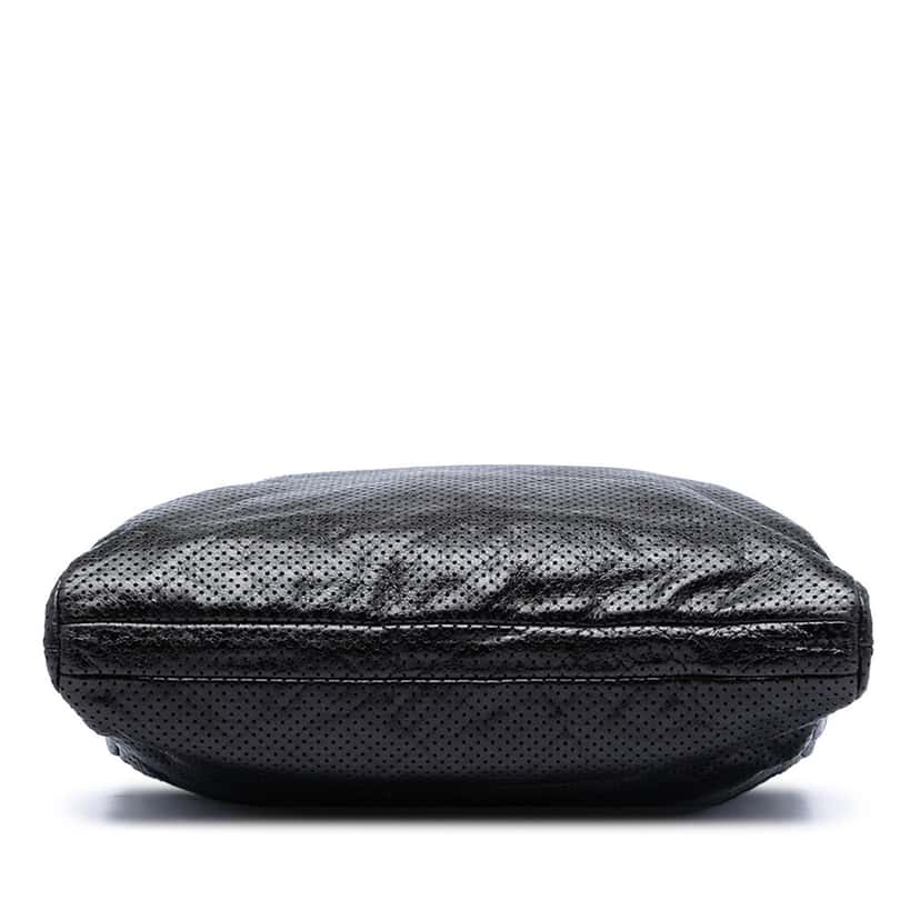 Chanel Perforated Crackled Metallic Calfskin Drill Tote Black Leather Very good condition - Inside View