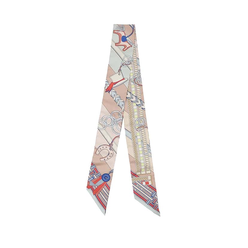 Hermès Brides et Gris Gris Silk Twilly Scarf Pink Very good condition - Back View