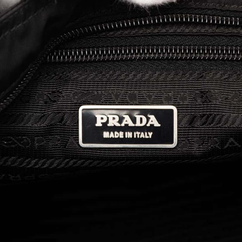 Prada Saffiano Trimmed Tessuto Zip Top Crossbody Black Very good condition - Box View