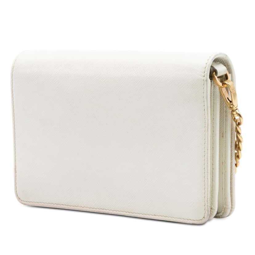 Prada Saffiano Wallet on Chain White Leather Very good condition - Back View