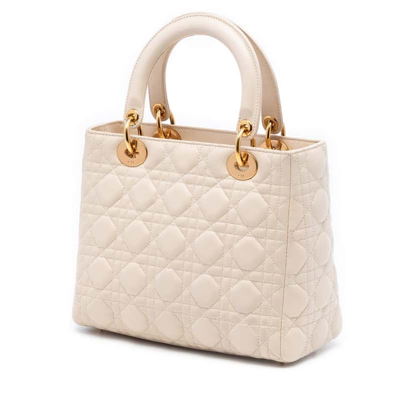 Dior Medium Lambskin Cannage Lady Dior Brown Leather Very good condition - Back View