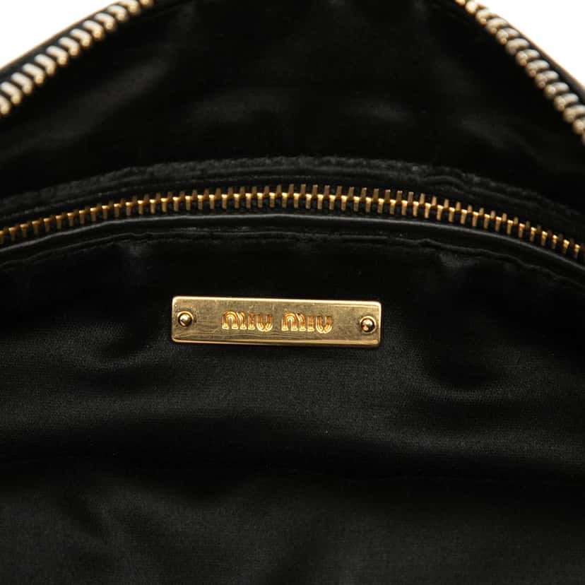 Miu Miu Studded Leather Zip Clutch Black Leather Very good condition - Box View