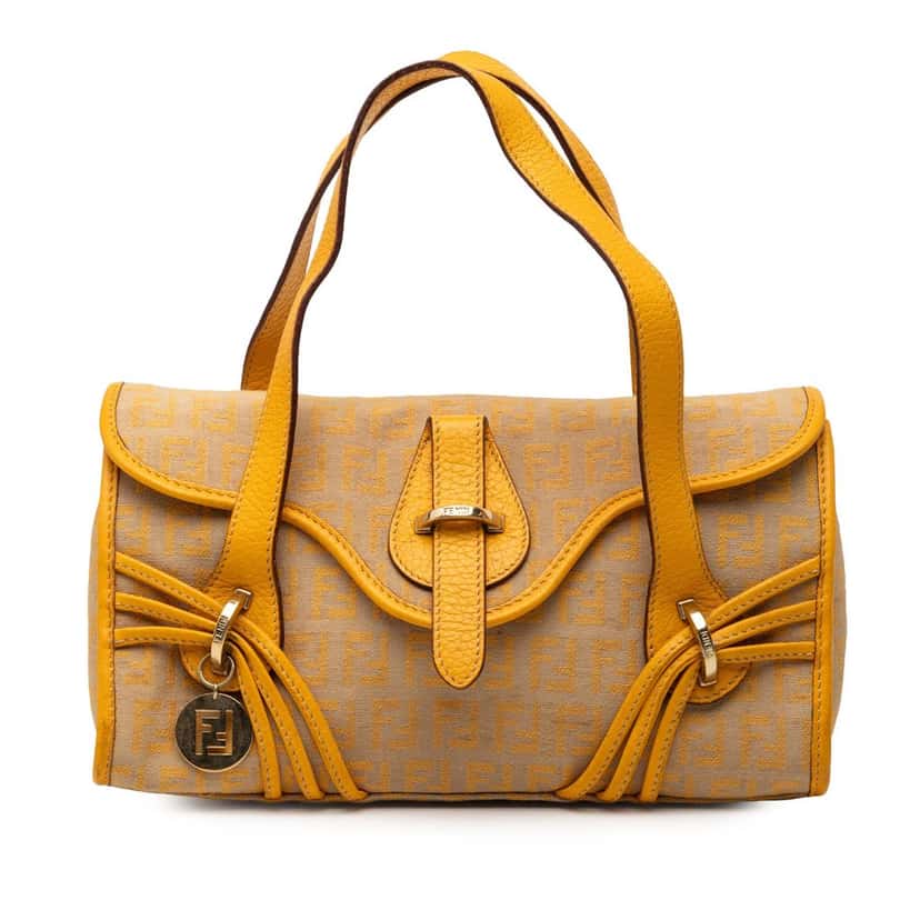 Fendi Zucchino Canvas Handbag Beige Very good condition - Front View
