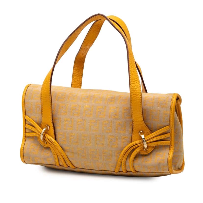 Fendi Zucchino Canvas Handbag Beige Very good condition - Back View