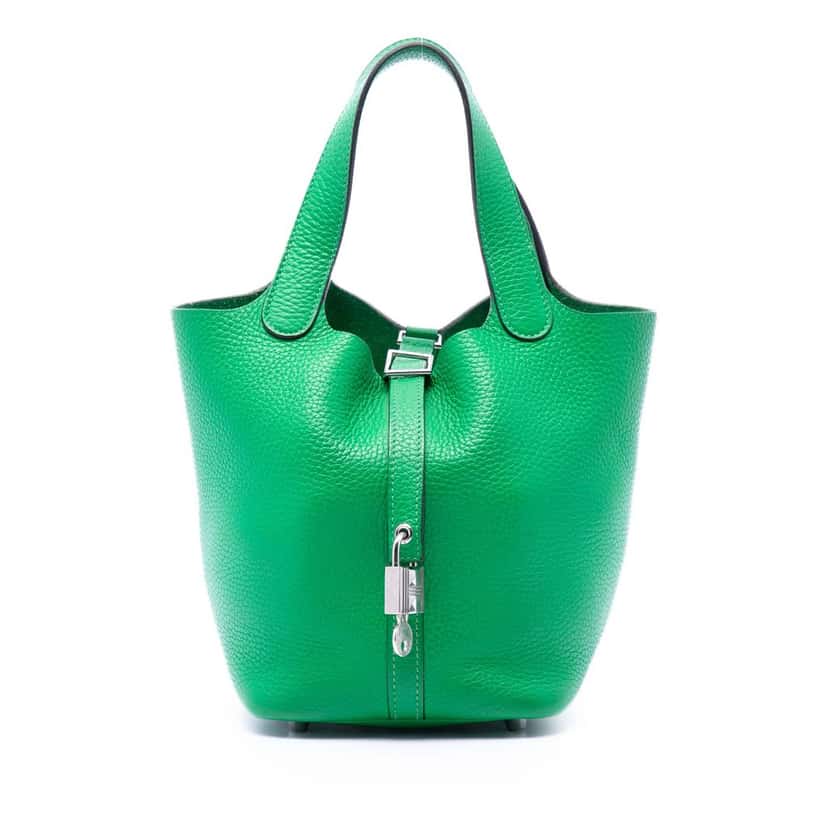 Hermès Clemence Picotin Lock 18 Green Leather Very good condition - Front View