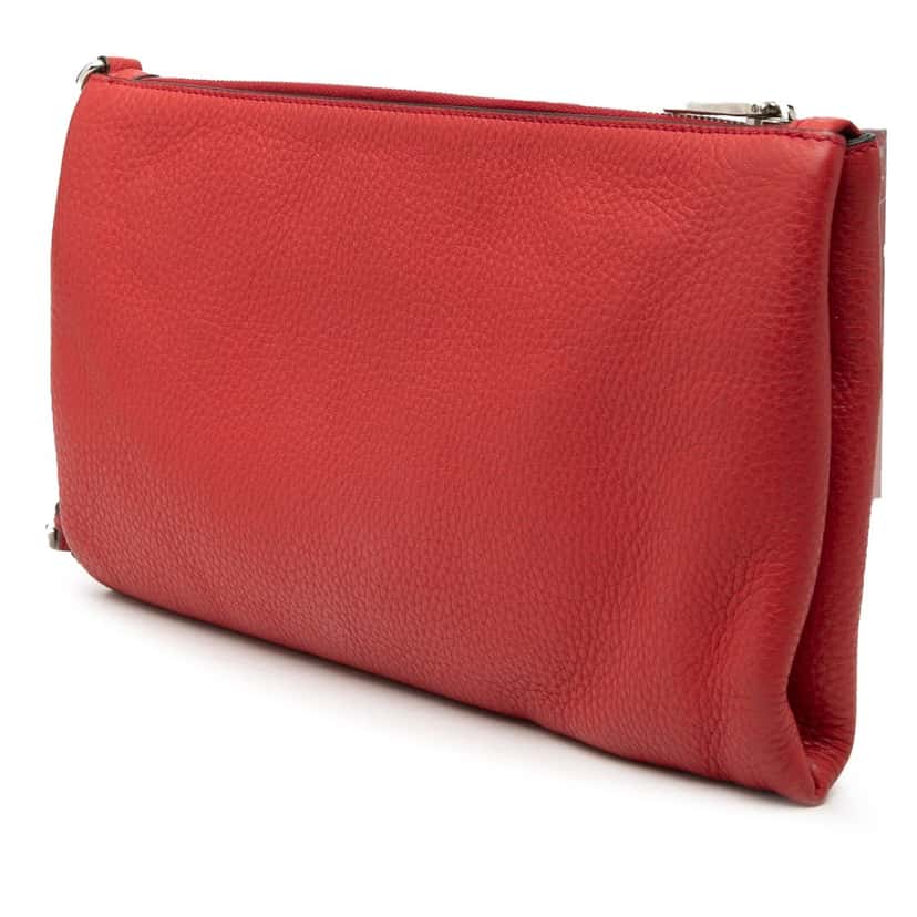 Prada Vitello Daino Clutch Red Leather Very good condition - Back View