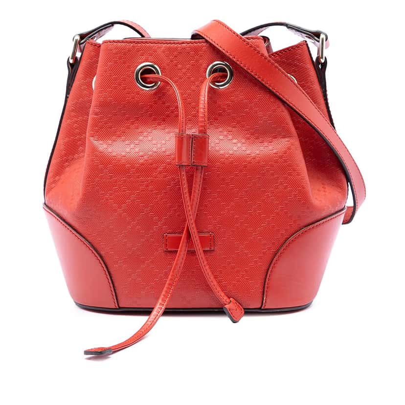 Gucci Diamante Leather Bright Bucket Bag Red Leather Very good condition - Front View