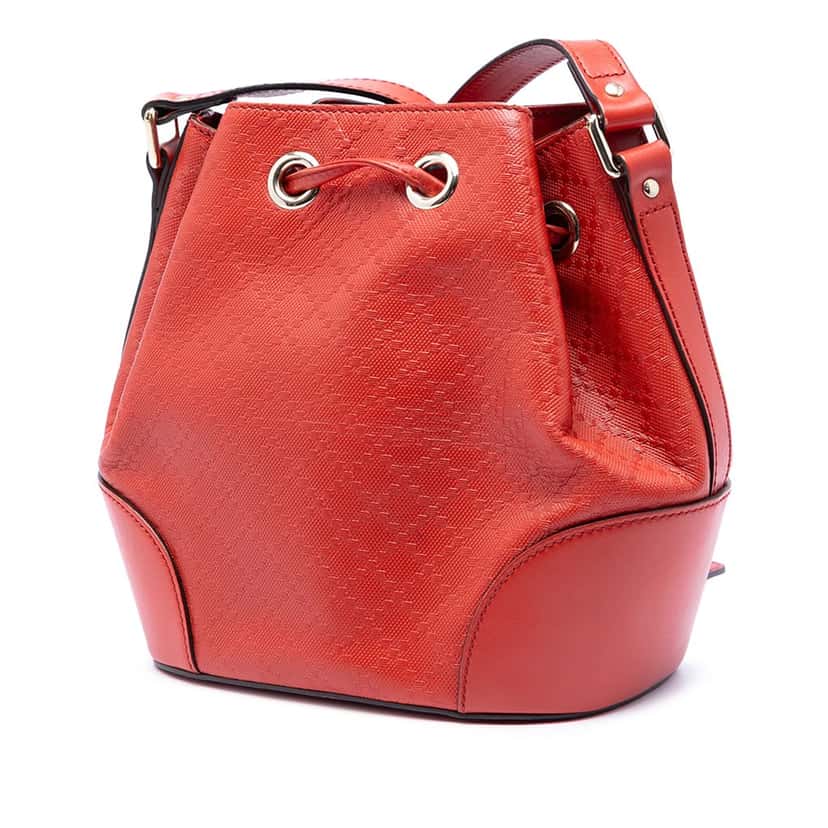 Gucci Diamante Leather Bright Bucket Bag Red Leather Very good condition - Back View